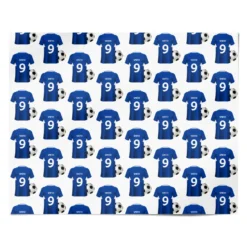 Blue Personalised Name Number Football Shirt Wrapping Paper -CaseCraze Store Blue Personalised Name Number Football Shirt Personalised Wrapping Paper Alternative