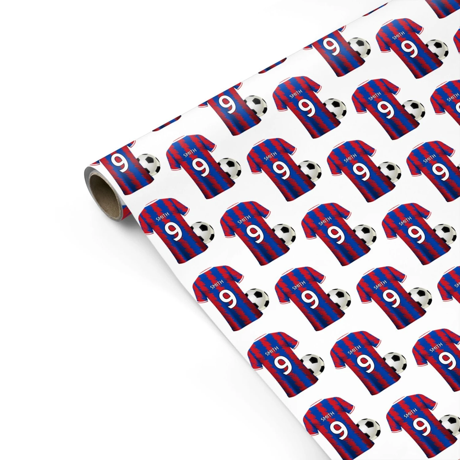 Blue Red Personalised Football Shirt Wrapping Paper 2 Blue Red Personalised Football Shirt Wrapping Paper - Image 2