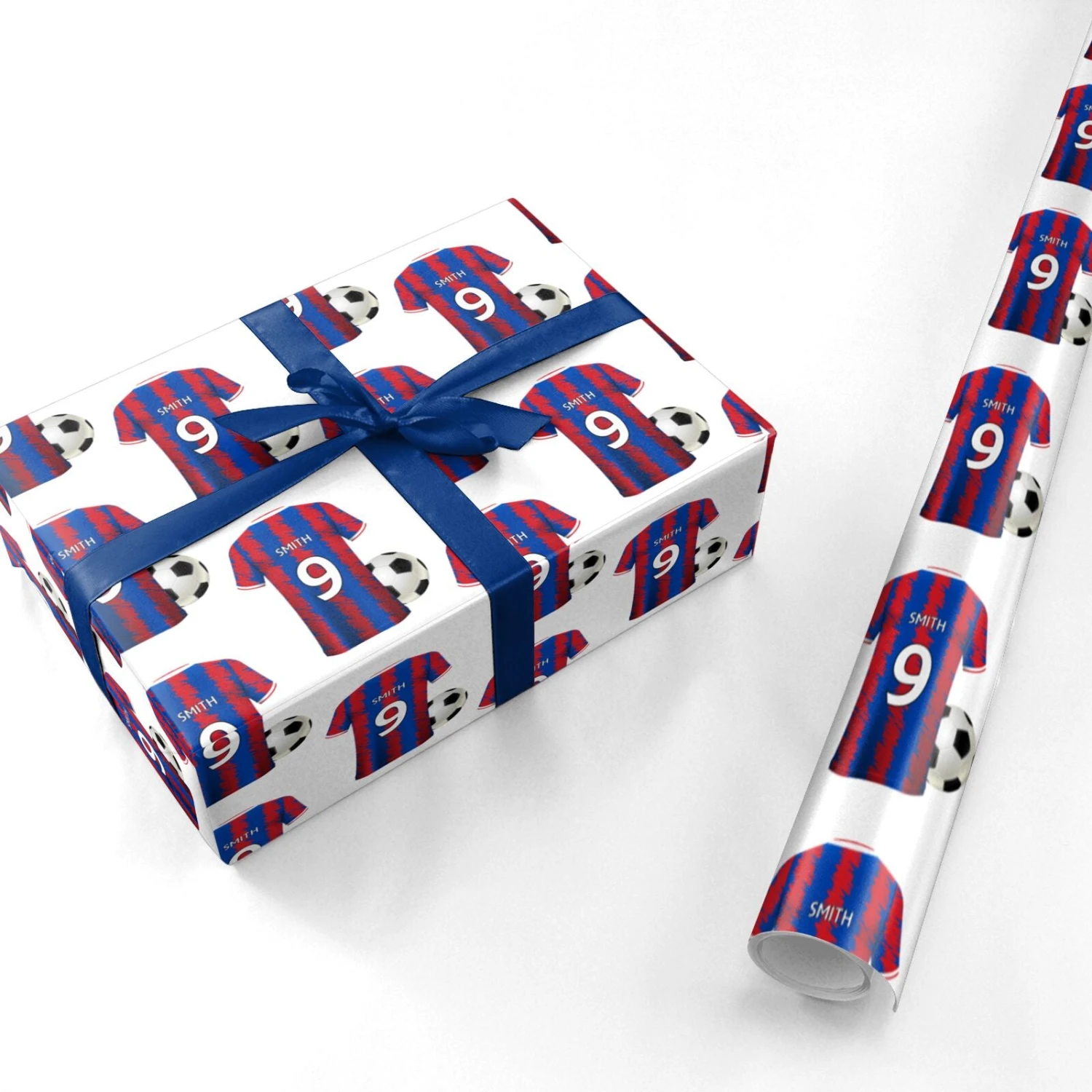 Blue Red Personalised Football Shirt Wrapping Paper 3 Blue Red Personalised Football Shirt Wrapping Paper - Image 3
