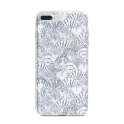 Blue Seashell Pattern IPhone Case -CaseCraze Store Blue Seashell Pattern iPhone 7 Plus Bumper Case on Silver iPhone
