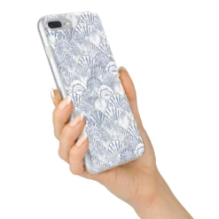 Blue Seashell Pattern IPhone Case -CaseCraze Store Blue Seashell Pattern iPhone 7 Plus Bumper Case on Silver iPhone Alternative Image