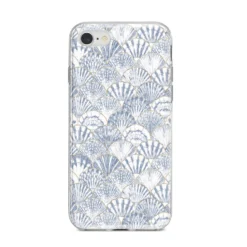 Blue Seashell Pattern IPhone Case -CaseCraze Store Blue Seashell Pattern iPhone 8 Bumper Case on Silver iPhone
