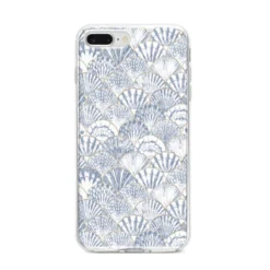 Blue Seashell Pattern IPhone Case -CaseCraze Store Blue Seashell Pattern iPhone 8 Plus Bumper Case on Silver iPhone