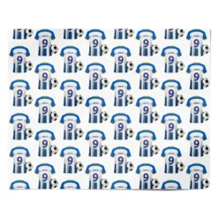 Blue White Yellow Personalised Football Shirt Wrapping Paper -CaseCraze Store Blue White Yellow Personalised Football Shirt Personalised Wrapping Paper Alternative