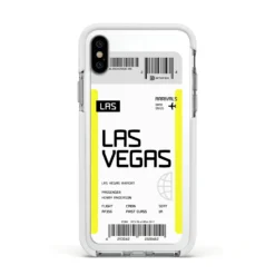 Boarding Pass IPhone Case -CaseCraze Store Boarding Pass Apple iPhone Xs Impact Case White Edge on Silver Phone