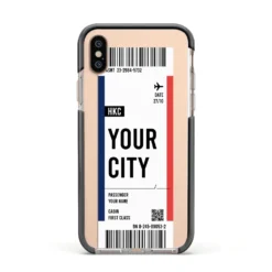 Boarding Pass Ticket IPhone Case -CaseCraze Store Boarding Pass Ticket Apple iPhone Xs Impact Case Black Edge on Gold Phone