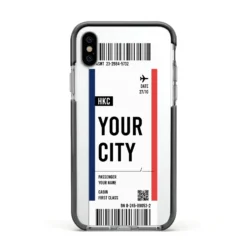 Boarding Pass Ticket IPhone Case -CaseCraze Store Boarding Pass Ticket Apple iPhone Xs Impact Case Black Edge on Silver Phone