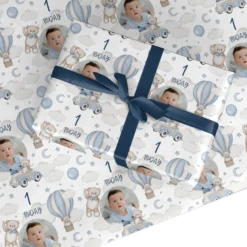 Boys 1st Birthday Personalised Photo Wrapping Paper