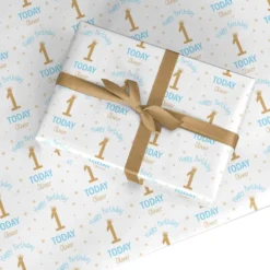 Boys Blue Personalised Birthday Wrapping Paper