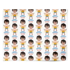 Boys Personalised Photo Face Wrestler Birthday Wrapping Paper -CaseCraze Store Boys Personalised Photo Face Wrestler Birthday Personalised Wrapping Paper Alternative