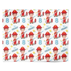 Boys Personalised Photo Fireman Wrapping Paper -CaseCraze Store Boys Personalised Photo Fireman Personalised Wrapping Paper Alternative