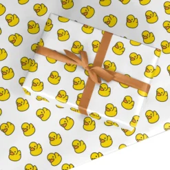 Bright Yellow Rubber Duck Pattern Wrapping Paper