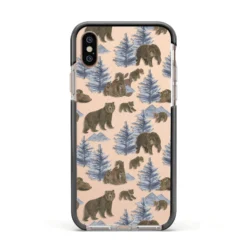 Brown Bear IPhone Case -CaseCraze Store Brown Bear Apple iPhone Xs Impact Case Black Edge on Gold Phone