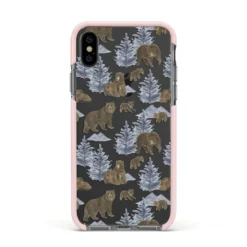 Brown Bear IPhone Case -CaseCraze Store Brown Bear Apple iPhone Xs Impact Case Pink Edge on Black Phone