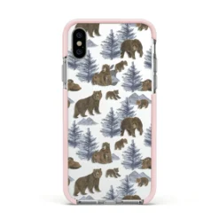 Brown Bear IPhone Case -CaseCraze Store Brown Bear Apple iPhone Xs Impact Case Pink Edge on Silver Phone