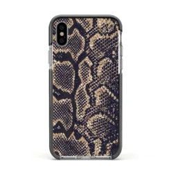Brown Snakeskin IPhone Case -CaseCraze Store Brown Snakeskin Apple iPhone Xs Impact Case Black Edge on Silver Phone