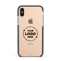 Business Logo Custom IPhone Case -CaseCraze Store Business Logo Custom Apple iPhone Xs Impact Case Black Edge on Gold Phone