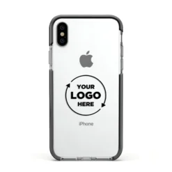 Business Logo Custom IPhone Case -CaseCraze Store Business Logo Custom Apple iPhone Xs Impact Case Black Edge on Silver Phone