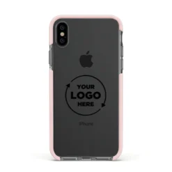 Business Logo Custom IPhone Case -CaseCraze Store Business Logo Custom Apple iPhone Xs Impact Case Pink Edge on Black Phone