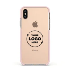 Business Logo Custom IPhone Case -CaseCraze Store Business Logo Custom Apple iPhone Xs Impact Case Pink Edge on Gold Phone