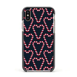 Candy Cane Pattern IPhone Case -CaseCraze Store Candy Cane Pattern Apple iPhone Xs Impact Case Black Edge on Gold Phone