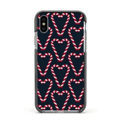Candy Cane Pattern IPhone Case -CaseCraze Store Candy Cane Pattern Apple iPhone Xs Impact Case Black Edge on Silver Phone