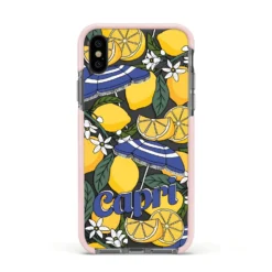 Capri IPhone Case -CaseCraze Store Capri Apple iPhone Xs Impact Case Pink Edge on Black Phone