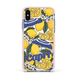 Capri IPhone Case -CaseCraze Store Capri Apple iPhone Xs Impact Case Pink Edge on Silver Phone