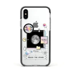 Chase The Moon IPhone Case -CaseCraze Store Chase The Moon Apple iPhone Xs Impact Case Black Edge on Silver Phone