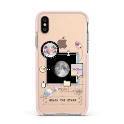 Chase The Moon IPhone Case -CaseCraze Store Chase The Moon Apple iPhone Xs Impact Case Pink Edge on Gold Phone
