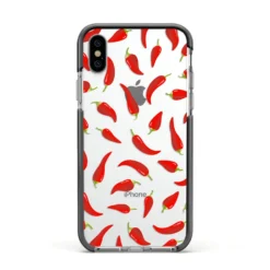 Chilli Pepper IPhone Case -CaseCraze Store Chilli Pepper Apple iPhone Xs Impact Case Black Edge on Silver Phone