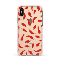 Chilli Pepper IPhone Case -CaseCraze Store Chilli Pepper Apple iPhone Xs Impact Case Pink Edge on Gold Phone