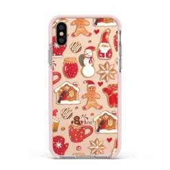 Christmas Baking IPhone Case -CaseCraze Store Christmas Baking Apple iPhone Xs Impact Case Pink Edge on Gold Phone