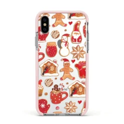 Christmas Baking IPhone Case -CaseCraze Store Christmas Baking Apple iPhone Xs Impact Case Pink Edge on Silver Phone