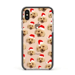 Christmas Dog IPhone Case -CaseCraze Store Christmas Dog Apple iPhone Xs Impact Case Black Edge on Gold Phone