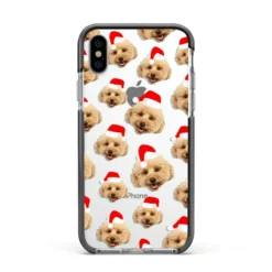 Christmas Dog IPhone Case -CaseCraze Store Christmas Dog Apple iPhone Xs Impact Case Black Edge on Silver Phone