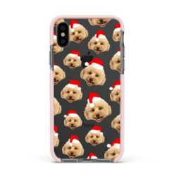 Christmas Dog IPhone Case -CaseCraze Store Christmas Dog Apple iPhone Xs Impact Case Pink Edge on Black Phone