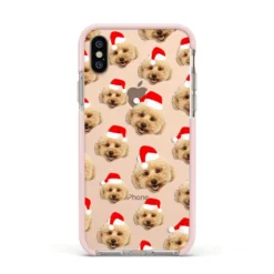 Christmas Dog IPhone Case -CaseCraze Store Christmas Dog Apple iPhone Xs Impact Case Pink Edge on Gold Phone