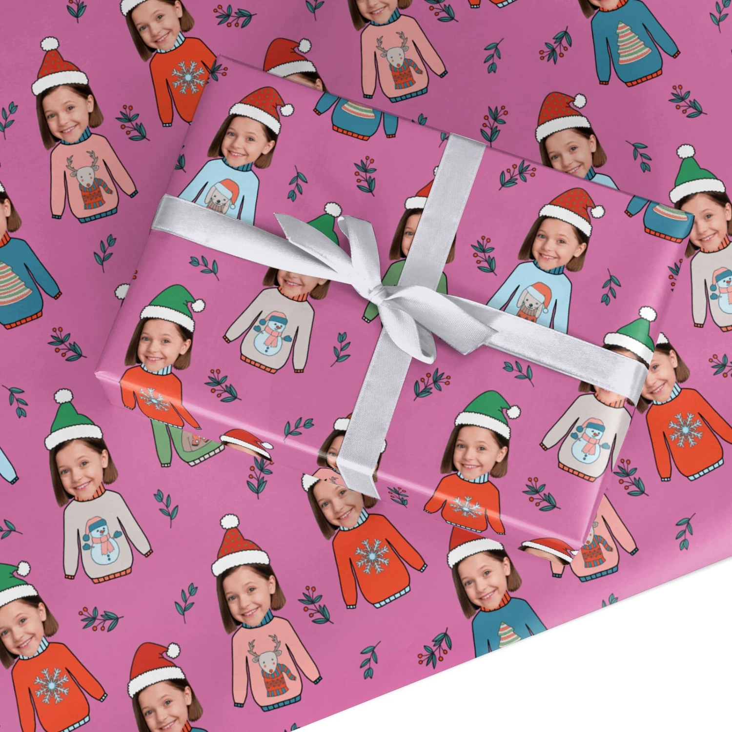 Christmas Jumper Photo Face Personalised Wrapping Paper 1 Christmas Jumper Photo Face Personalised Wrapping Paper