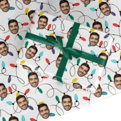 Christmas Lights Photo Face Wrapping Paper