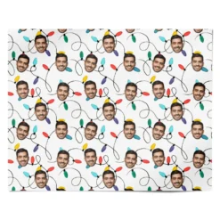 Christmas Lights Photo Face Wrapping Paper -CaseCraze Store Christmas Lights Photo Face Personalised Wrapping Paper Alternative