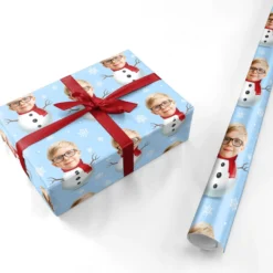 Christmas Snowman Face Wrapping Paper -CaseCraze Store Christmas Snowman Face Personalised Wrapping Paper