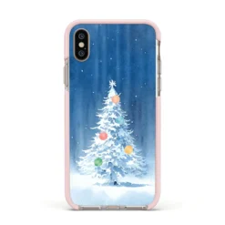 Christmas Tree IPhone Case -CaseCraze Store Christmas Tree Apple iPhone Xs Impact Case Pink Edge on Gold Phone
