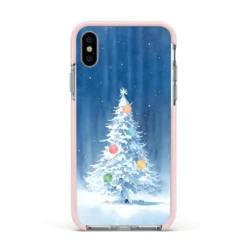 Christmas Tree IPhone Case -CaseCraze Store Christmas Tree Apple iPhone Xs Impact Case Pink Edge on Silver Phone