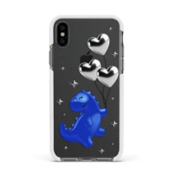 Chrome Dinosaur Balloons IPhone Case 37 Chrome Dinosaur Balloons IPhone Case -CaseCraze Store Chrome Dinosaur Balloons Apple iPhone Xs Impact Case White Edge on Black Phone