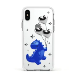Chrome Dinosaur Balloons IPhone Case 35 Chrome Dinosaur Balloons IPhone Case -CaseCraze Store Chrome Dinosaur Balloons Apple iPhone Xs Impact Case White Edge on Silver Phone