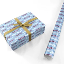 Claret And Blue Birthday Text Pattern Wrapping Paper 6 Claret And Blue Birthday Text Pattern Wrapping Paper -CaseCraze Store Claret and Blue Birthday Text Pattern Personalised Wrapping Paper