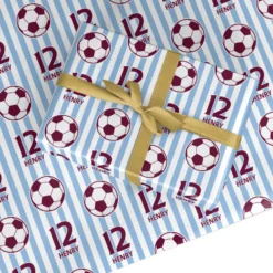 Claret And Blue Personalised Football Wrapping Paper