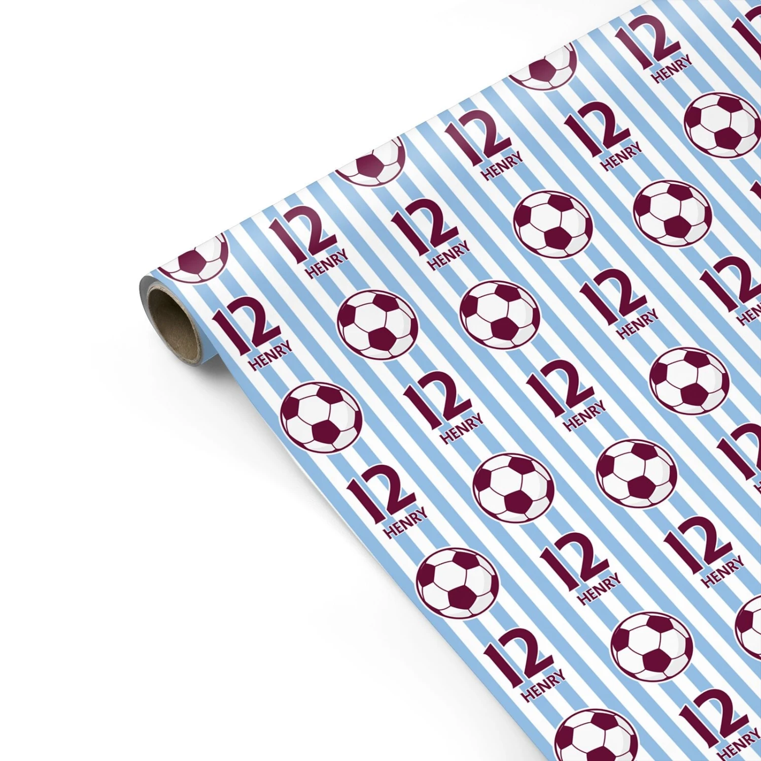 Claret And Blue Personalised Football Wrapping Paper 2 Claret And Blue Personalised Football Wrapping Paper - Image 2