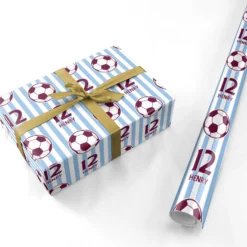 Claret And Blue Personalised Football Wrapping Paper 6 Claret And Blue Personalised Football Wrapping Paper -CaseCraze Store Claret and Blue Personalised Football Personalised Wrapping Paper